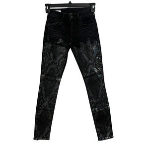 True Religion Halle Mid Rise Super Skinny Metallic Jeans